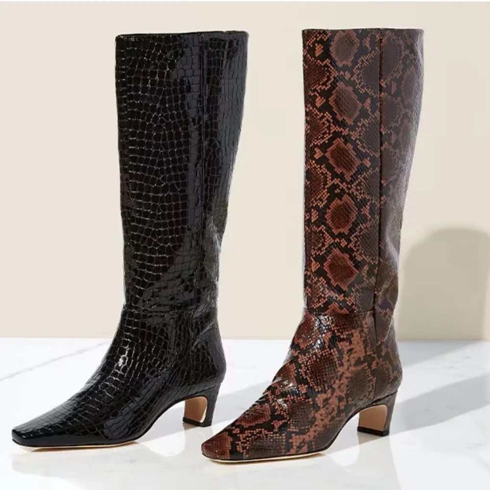 NWT Antonio Melani Mades Snake Patent Leather Tall Dress Boots Sz 6,5